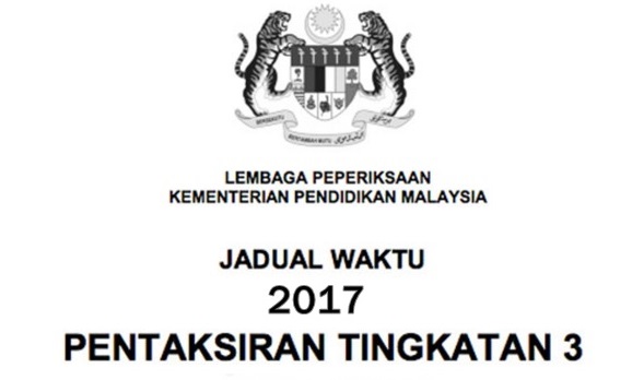 Jadual Waktu Peperiksaan PT3 2017 - IDEA TERKINI